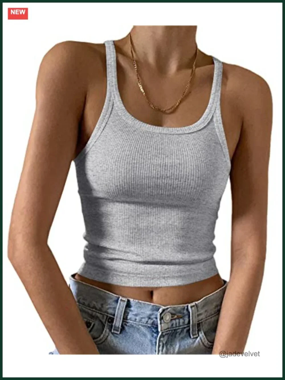 Women's Ribbed Knit Sleeveless Scoop Neck Cami Tank Top